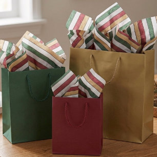 Kerstmis Goud Groen Rood Zilver en Witte Strepen Tissuepapier