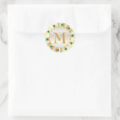 Kerstmis Goud Holly Monogram Envelop Seal Ronde Sticker (Tas)