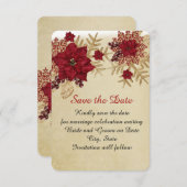 Kerstmis Goud/Rode Ster Bewaar de datum Save The Date (Voorkant / Achterkant)