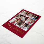 Kerstmis Goud Schrift 6 Foto Collage Folie Feestdagenkaart (Gedraaid)