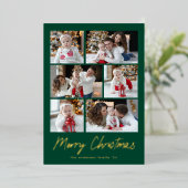 Kerstmis Goud Schrift 6 Foto Collage Folie Feestdagenkaart (Staand Voorkant)