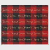 Kerstmis Goud Schrift Rood Buffalo Plaid Cadeaupapier (Vlak)
