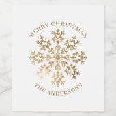 Kerstmis Goud Sneeuwvlok Naam Wijn Etiket (Enkel label)