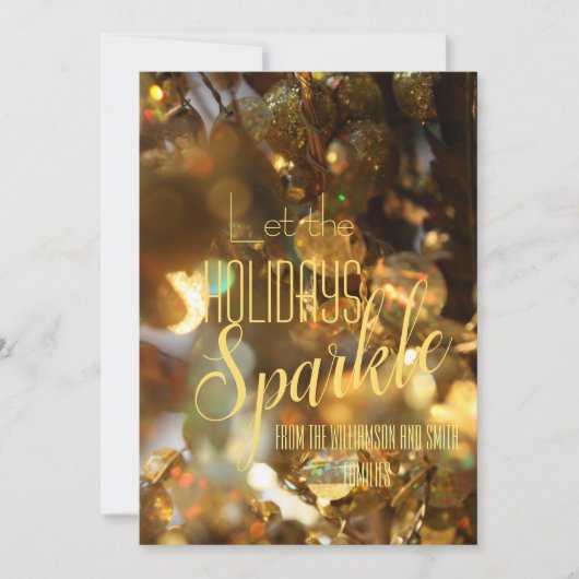 Kerstmis Goud Sparkle Modern Script Kaart (Voorkant)