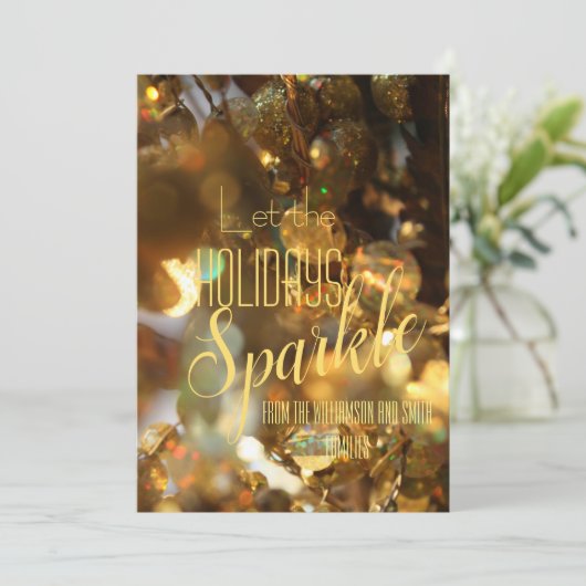 Kerstmis Goud Sparkle Modern Script Kaart (Staand voorkant)