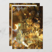 Kerstmis Goud Sparkle Modern Script Kaart (Voorkant / Achterkant)
