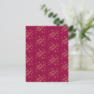 Kerstmis Goud Tinten Sterren Bourgondië Elegant Briefkaart