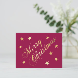 Kerstmis Goud Tinten Sterren Bourgondië Elegant Briefkaart