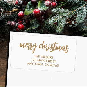 Kerstmis Goud Typografie Retouradres Etiket