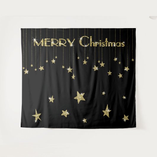 Kerstmis Goud Zwart Photo Booth Achtergrond Wandkleed (Voorkant (horizontaal))