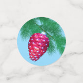 Kerstmis gouden bal, kardinaal, dennenappel confetti (Kleine voorkant)