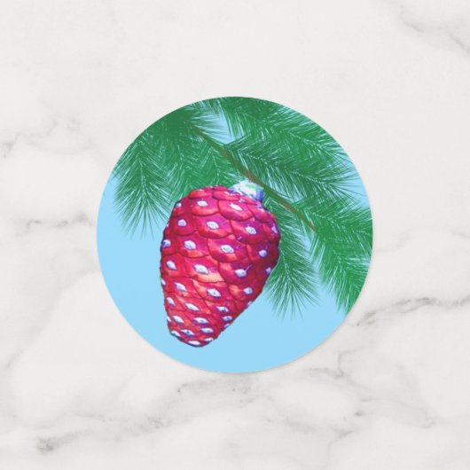 Kerstmis gouden bal, kardinaal, dennenappel confetti (Kleine voorkant)