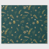 Kerstmis Gouden Boog Modern Groen Cadeaupapier (Vlak)