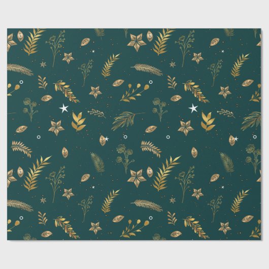 Kerstmis Gouden Boog Modern Groen Cadeaupapier (Vlak)