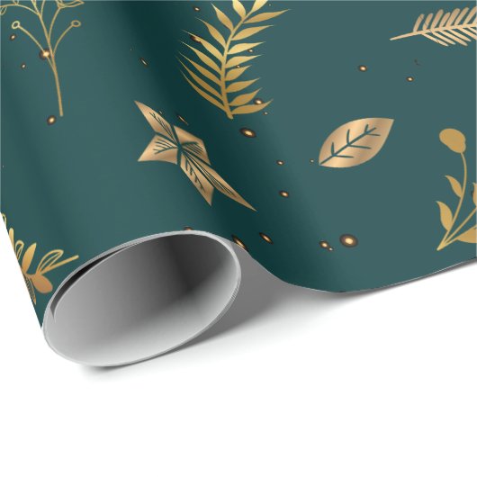 Kerstmis Gouden Boog Modern Groen Cadeaupapier (Rol Hoek)