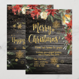 Kerstmis Gouden Calligrafie Rustieke Kaart