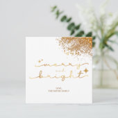Kerstmis Gouden Glitter Kaart (Staand voorkant)