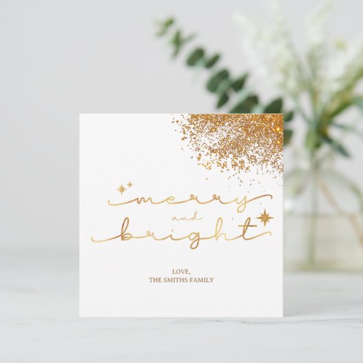 Kerstmis Gouden Glitter Kaart (Staand voorkant)