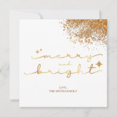 Kerstmis Gouden Glitter Kaart (Voorkant)