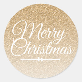 Kerstmis Gouden Glitter Ombre Envelopzegel Ronde Sticker