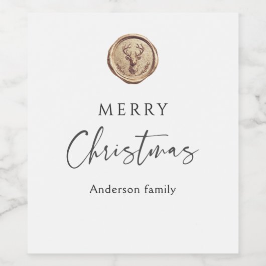 Kerstmis Gouden Hert Witte Wijn Wijn Etiket (Enkel label)