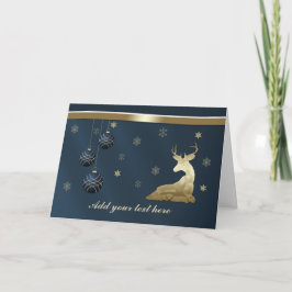 Kerstmis, Gouden Herten en Sneeuwvlokken Feestdagen Kaart