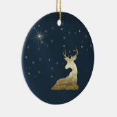 Kerstmis, Gouden Herten en Sneeuwvlokken Keramisch Ornament (Rechts)