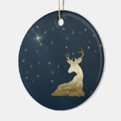 Kerstmis, Gouden Herten en Sneeuwvlokken Keramisch Ornament (Links)