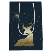 Kerstmis, Gouden Herten en Sneeuwvlokken Medium Cadeauzakje (Achterkant)