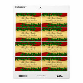 Kerstmis Gouden Hulstblad Adreslabels Etiket (Full Sheet)