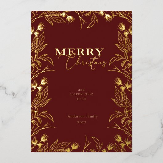 Kerstmis gouden kalligrafie foto folie uitnodiging (Voorkant)