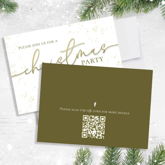 Kerstmis Gouden Kalligrafie Script Eenvoudige QR-c Kaart