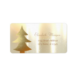 Kerstmis, gouden kerstboom etiket