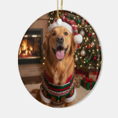 Kerstmis Gouden Retriever Hond Aangepaste Huisdier Keramisch Ornament (Links)