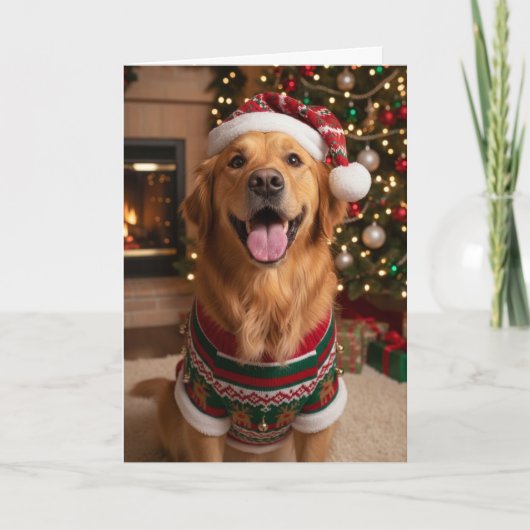 Kerstmis Gouden Retriever Hond Aangepaste Kerstkaa Kaart (Voorkant)