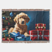 KERSTMIS GOUDEN RETRIEVER PUPPY DEKEN (Voorkant)