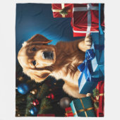 KERSTMIS GOUDEN RETRIEVER PUPPY FLEECE DEKEN (Voorkant)