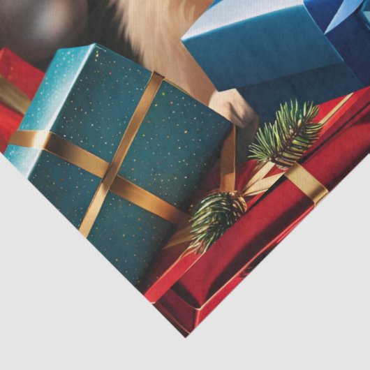 KERSTMIS GOUDEN RETRIEVER PUPPY TISSUEPAPIER (Detail)