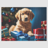 KERSTMIS GOUDEN RETRIEVER PUPPY TISSUEPAPIER (Voorkant)