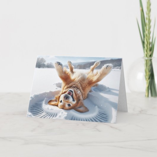 Kerstmis Gouden Retriever Sneeuwengel Feestdagen Kaart (Voorkant)