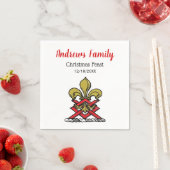 Kerstmis Gouden Rode Heraldische Crest Fleur de Li Servetten (Insitu)