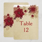 Kerstmis Gouden/Rode Ster Tafelkaart Kaart (Voorkant / Achterkant)