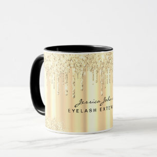 Kerstmis Gouden Schoonheid Glitter Druppels Aangep Mok