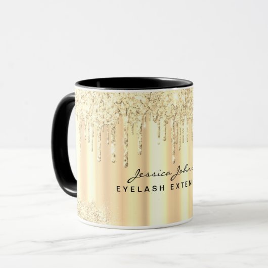 Kerstmis Gouden Schoonheid Glitter Druppels Aangep Mok (Voorkant links)