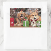 Kerstmis - Gouden Sidney - Corgi Cal Rechthoekige Sticker (Tas)