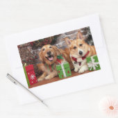 Kerstmis - Gouden Sidney - Corgi Cal Rechthoekige Sticker (Envelop)