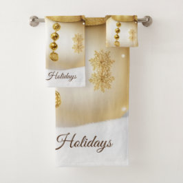 Kerstmis Gouden Sneeuwman Sneeuwvlokken Vakanties Bad Handdoek