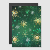 Kerstmis Gouden Sneeuwvlokken op Groene Achtergron (Voorkant / Achterkant)