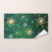 Kerstmis Gouden Sneeuwvlokken op Groene Achtergron Bad Handdoek (Handdoek)