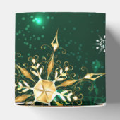 Kerstmis Gouden Sneeuwvlokken op Groene Achtergron Bedankdoosjes (Bovenkant)